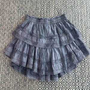 LoveShackFancy Gray Tiered Mini Skirt